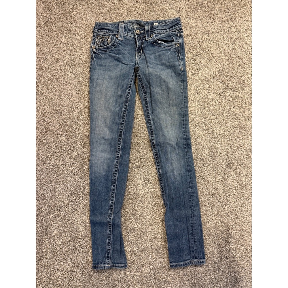 Miss Me Skinny Jeans Womens 26 Blue JP5359S2 Skinny Embellished Sequin Pockets *
